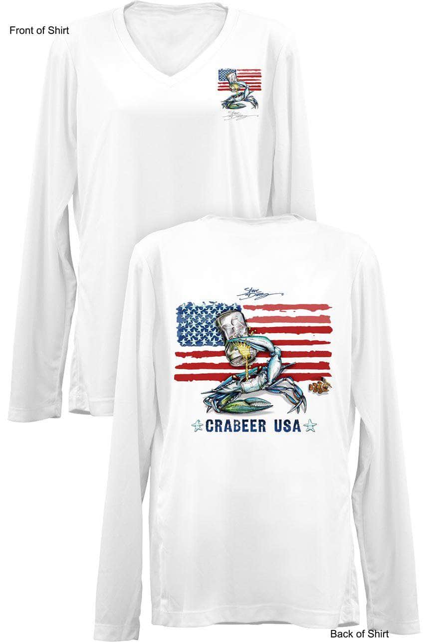 Crabeer USA- Ladies Long Sleeve V-Neck-100% Polyester